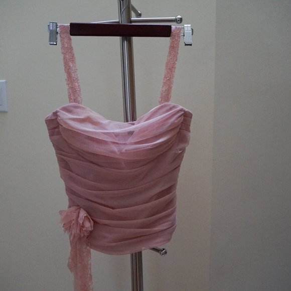 New Condition Pink BCBG Bustier w Lace and Jewels - Picture 1 of 4